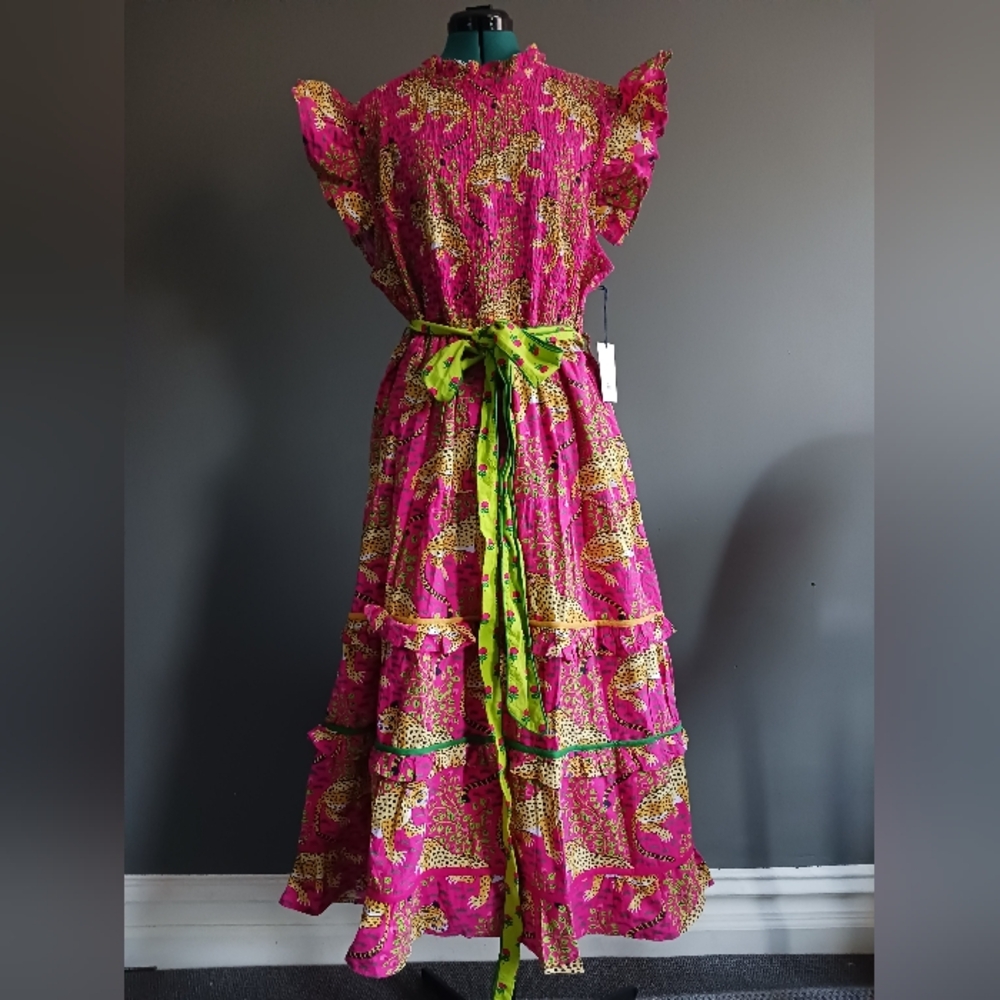 NWT Printfresh Pink and Yellow Leopard Maxi Dress Size 3X